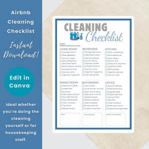 Editable Airbnb Cleaning Checklist, Professional Housekeeping Template, Canva Vacation Rental Cleaning List, Cleaning Service Task List