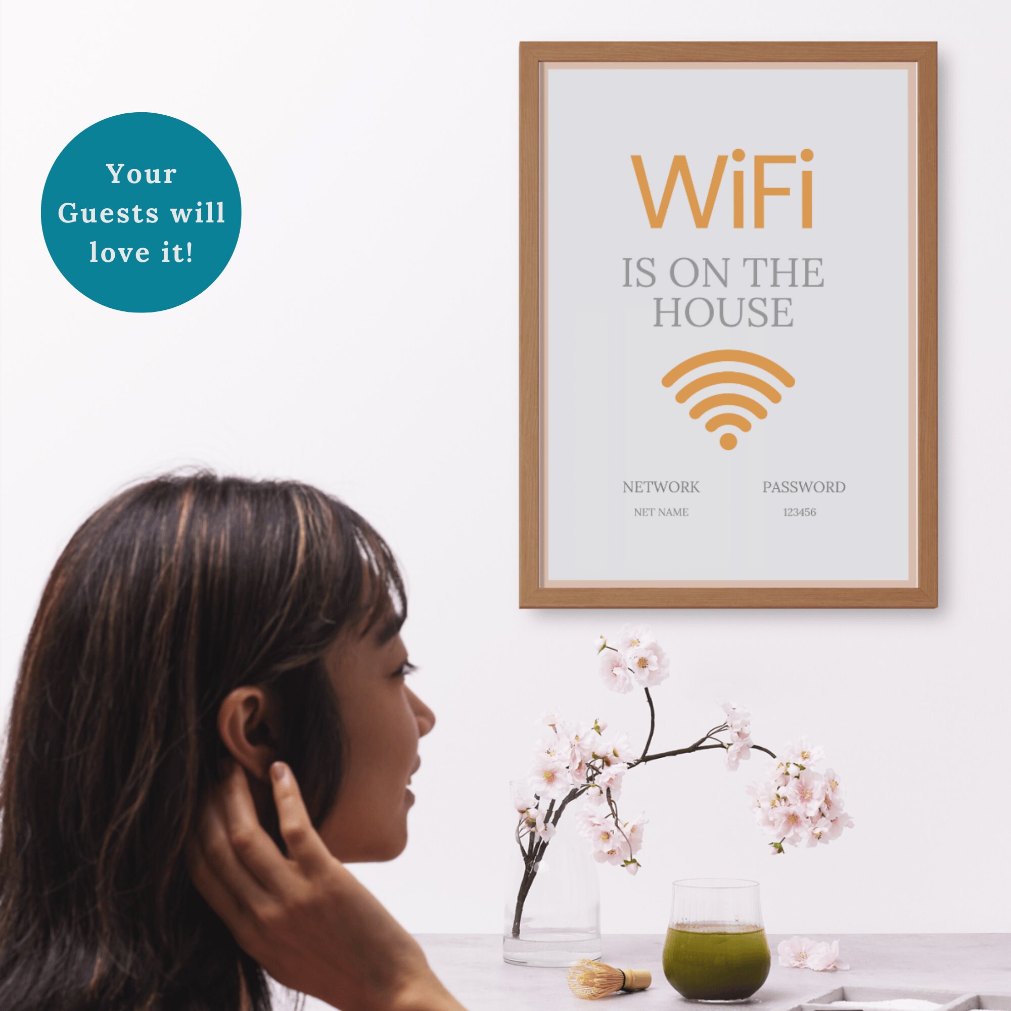 Airbnb Wifi Sign, Editable Wifi Sign Template, Custom Canva Wifi ...