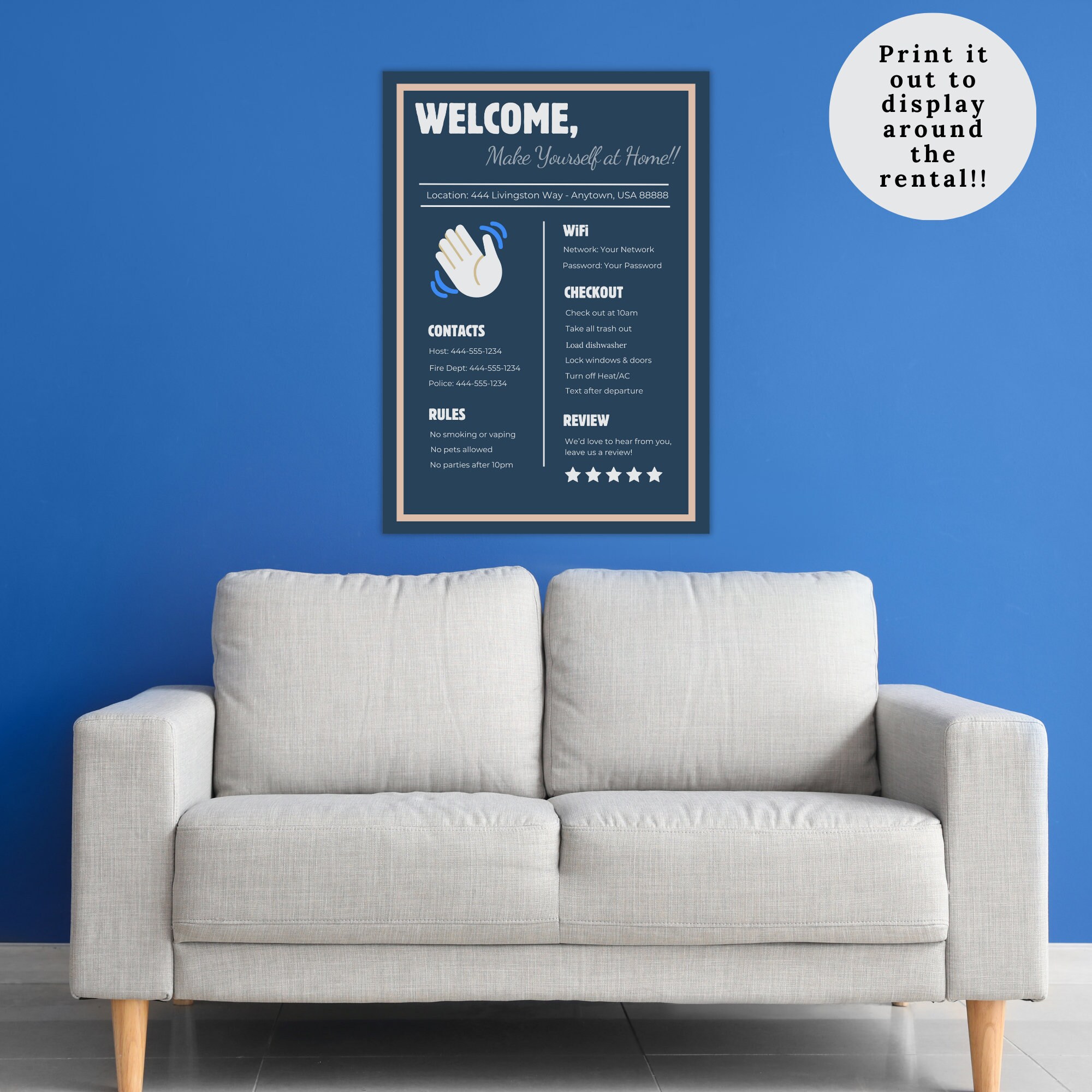 Super Host Airbnb Welcome Sign, Canva Editable Vacation Rental Signage ...