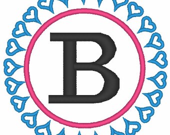 Mini Hearts Machine Embroidery Monogram Design Applique Font Set 016