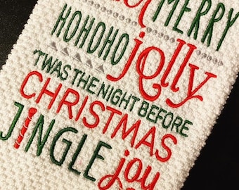 Christmas Cheer Embroidered Kitchen Towel