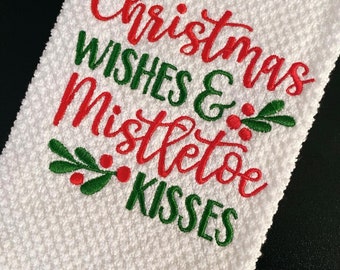 Christmas Wishes Embroidered Kitchen Towel