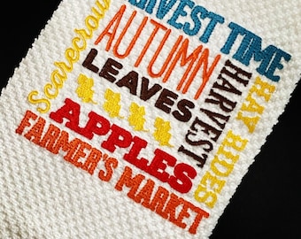 Fall Embroidered Kitchen Towel