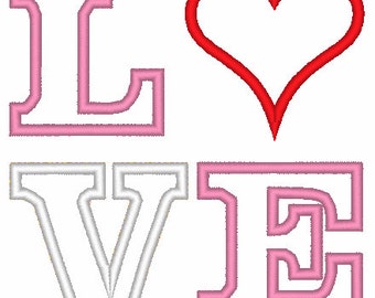 LOVE - Valentine's Day Machine Embroidery Appliqué Design