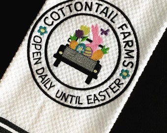 Cotton Tail Farms Easter Holiday Spring Embroidered Kitchen Towel