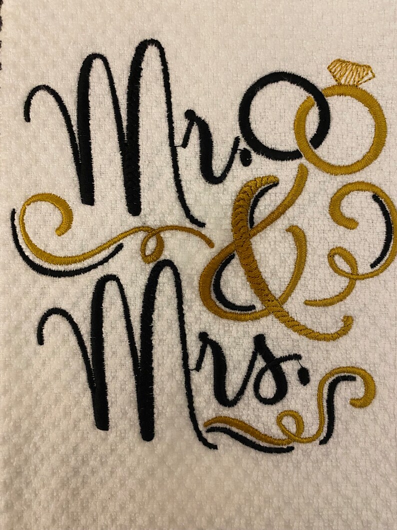 Mr. and Mrs. Embroidered Kitchen Towel image 2