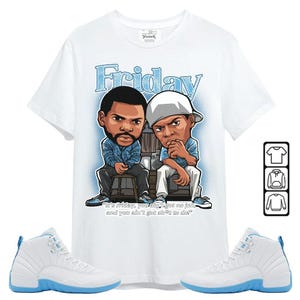 AJ 12 Melo 12s Maglietta blu universitaria, Felpa del film del venerdì