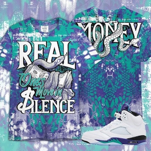 Sneaker Matching Tee Retro Grape 5s - Snake Move In Silence Shirt To Match Jordan