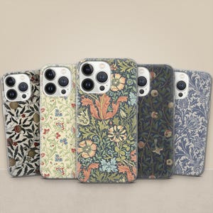 William Morris Phone Case Botanical Vintage Floral Cover for iPhone 17, 16 Pro, 15, 14, 13 Samsung S25, S24FE, A55, A36, A26 Pixel 10, 9, 8