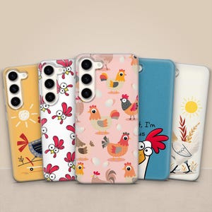 Chicken Phone Case Farm Hen Cute Rooster Pattern Cover for Samsung Galaxy S25, S24FE, S23, A55, A36, A26, iPhone 17, 16 Pro, 15 Pixel 10, 9