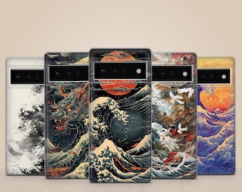 Kanagawa Phone Case Japanese wave Cover for Pixel 10, 9 Pro, 8Pro, 8A, 7, 7A, iPhone 17, 16 Pro, 15, Samsung S25, S24FE, A55, A26