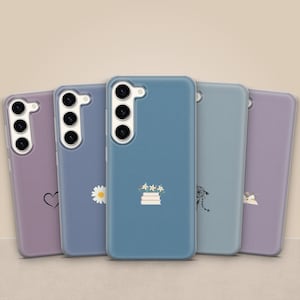 Custodia per telefono con fiori primaverili, semplice ed estetica, cover minimalista e carina per Samsung Galaxy S25, S24FE, S23, A55, A36, iPhone 16, 15, 14 Pixel 9, 8, 7