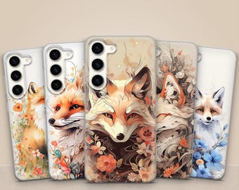 Pelzige Fuchs Handyhülle Fuchs and Flowers Bloom Cover für Samsung Galaxy S25, S24FE, S23, A55, A36, A26, iPhone 17, 16 Pro, 15 Pixel 10, 9, 8