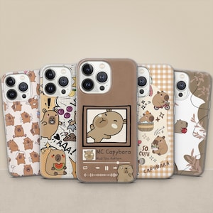 Funda para teléfono con diseño de carpincho kawaii, divertida caricatura de roedor, para iPhone 16e, 15, 14, Samsung S25 Ultra, S24FE, A55, A36, A26, Pixel 9, 8, 7