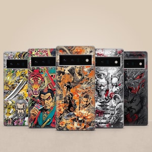 Japanische Yakuza Handyhülle Samurai Dragon Cover für Pixel 10, 9 Pro, 8Pro, 8A, 7, 7A, iPhone 17, 16 Pro, 15, Samsung S25, S24FE, A55, A26