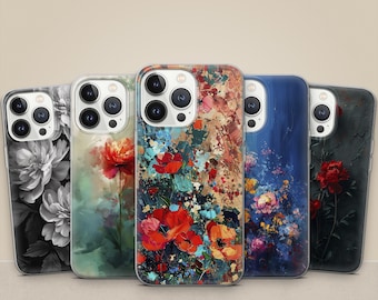 Peony Flowers Phone Case Floral Girly Bloom Cover for iPhone 17, 16 Pro, 15, 14, 13 Samsung S25, S24FE, A55, A36, A26 Pixel 10, 9, 8, 7