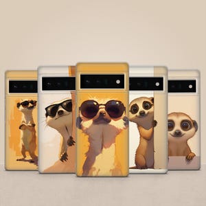 Custodia per telefono Meerkat carina, custodia minimalista per il deserto per Pixel 9, 9 XL, 8Pro, 8A, 7, 7A, 6, iPhone 16, 15, 14, 13, Samsung S25, S24FE, A55, A26
