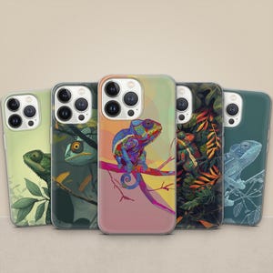 Vibrant Chameleon Phone Case Exotic lizard Cover for iPhone 17, 16 Pro, 15, 14, 13 Samsung S25, S24FE, A55, A36, A26 Pixel 10, 9, 8, 7