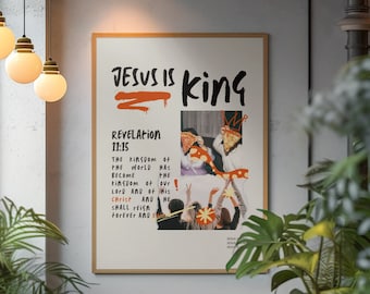 Trendy Aesthetic Christian Urban Wall Art - Jesus Is King (2nd ed.) Graffiti Street Style Wall Art Decor, Instant Digital Download