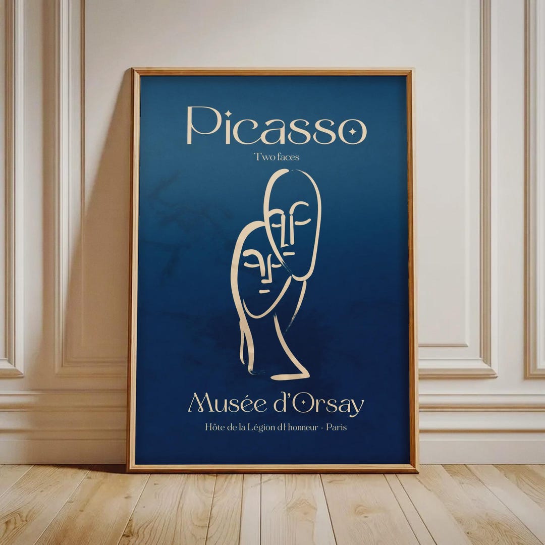 Picasso Two Faces Print, Museum Exhibition Poster Art, Minimalist Line ...