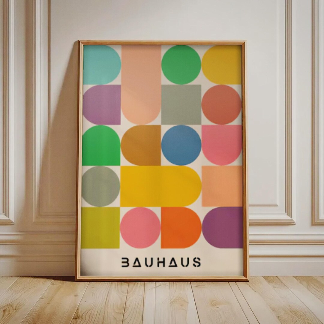Bauhaus Geometric Print, Mid Century Modern Abstract Wall Art, Retro ...