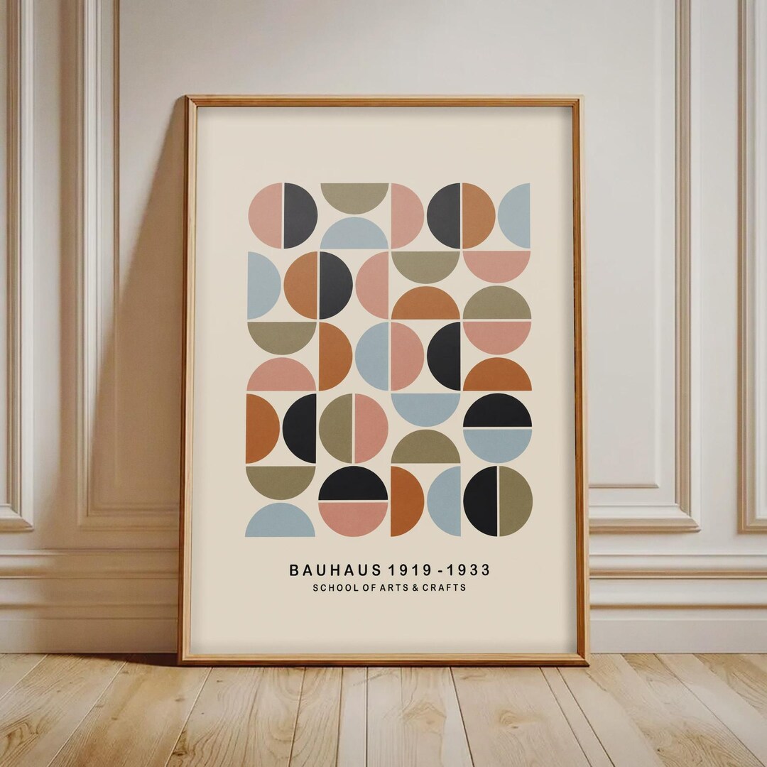 Bauhaus Geometric Print, Mid Century Modern Abstract Wall Art, Retro ...