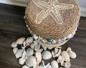 Taburete otomano de playa/casa de campo/costa Decoración oceánica Vida marina náutica