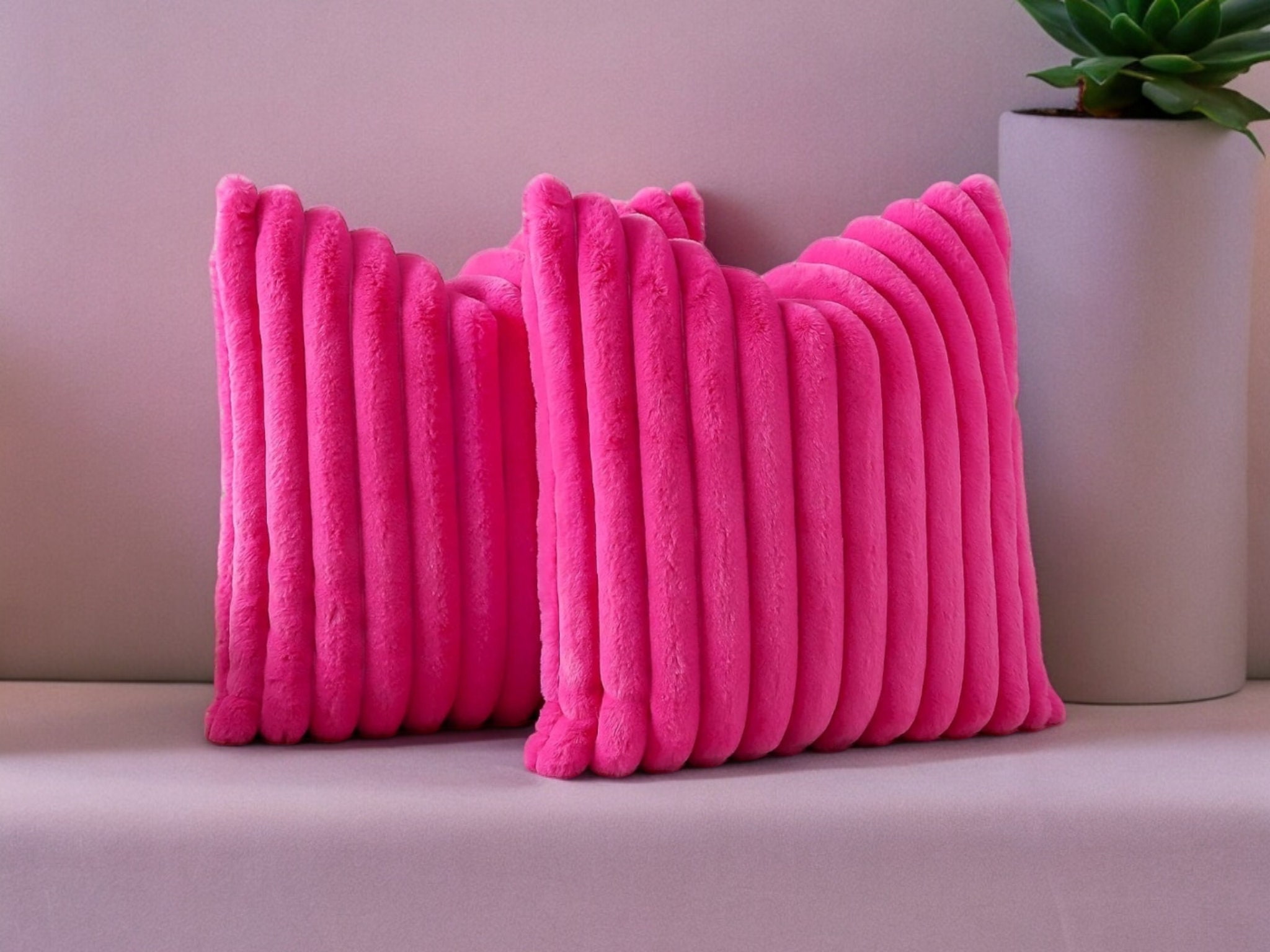 Fluffy blush pink cushion hotsell