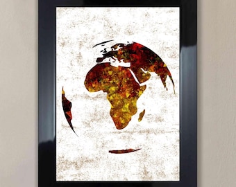 Africa Globe Art Print: Modern African Decor (Unframed)