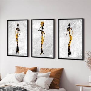 Black Woman Art Prints: African Home Decor, Set of 3 Unframed