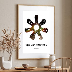 Adinkra Symbol Paper Print, Modern African Poster, Wisdom Symbol Art, Ghana Art, Adinkra Symbol Art, African Style Modern Wall Print