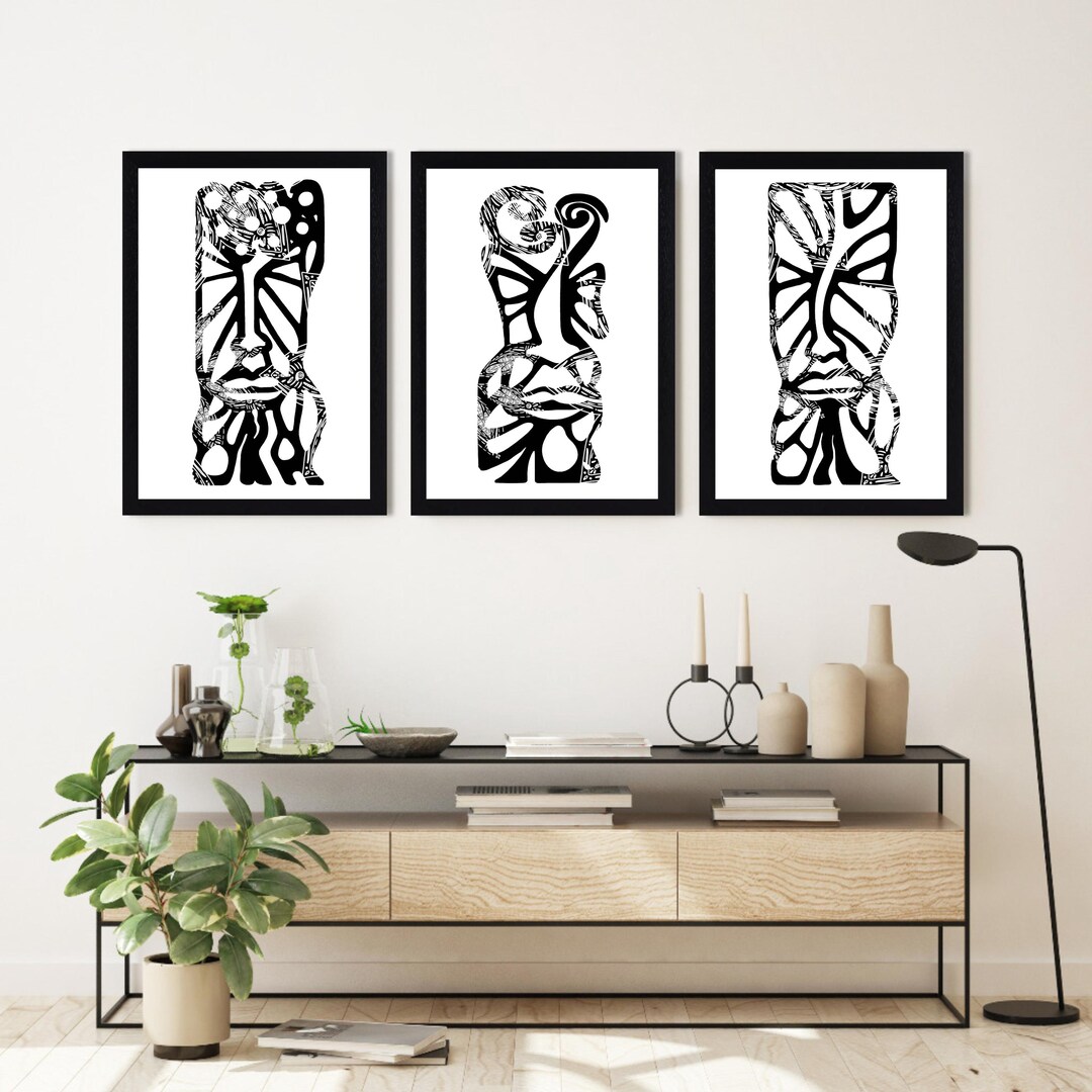 Black and White African Mask Prints: Set of 3 Tribal Wall Art - Etsy UK