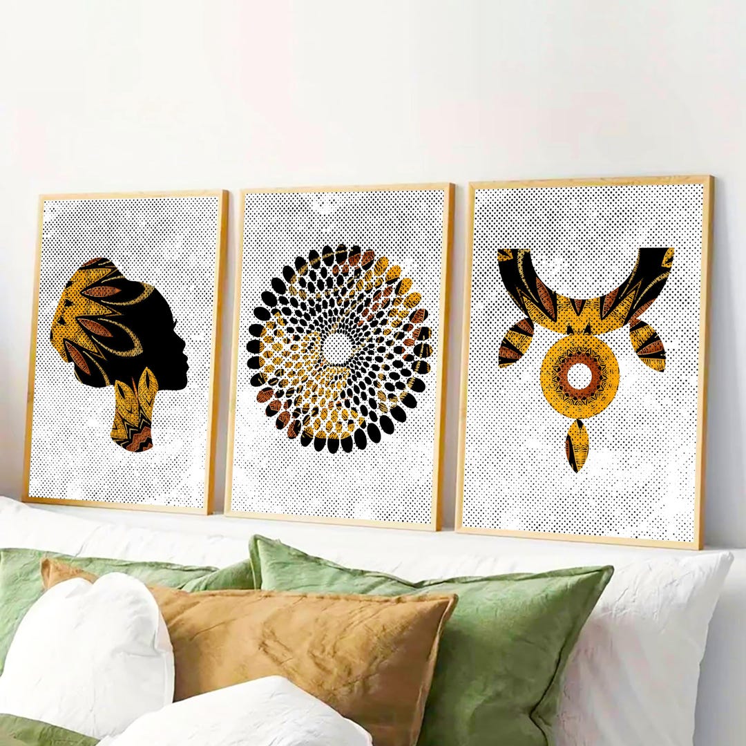 Set of 3 African Wall Art, Black Woman Prints, Modern African Home ...
