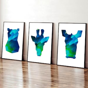Set di 3 stampe geometriche di animali, decorazioni per la camera da letto dei ragazzi con animali del safari, stampe moderne africane, stampe per la camera dei ragazzi, poster di animali selvatici