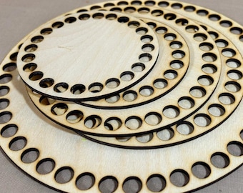 Wooden base for round crocheted baskets | Crochet basket base | DIY accessories for crocheted baskets | Sturdy wooden base
