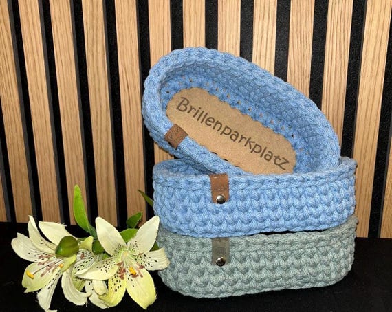 Gehäkelter Brillenhalter Brillenparkplatz | Brillenablage aus Baumwolle | Handgemachte Brillenaufbewahrung | Geschenk für Brillenträger