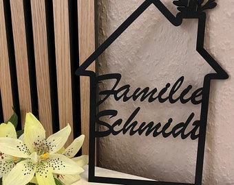 Letrero de puerta familiar Letrero familiar personalizado de madera Idea de regalo con nombre de familia Boda Puerta de apartamento familiar Corona de puerta Letrero familiar Decoración de puerta