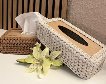 Crocheted cotton tissue box | Handmade tissue box cover | Decor & storage for bathroom and living room | Gift idea