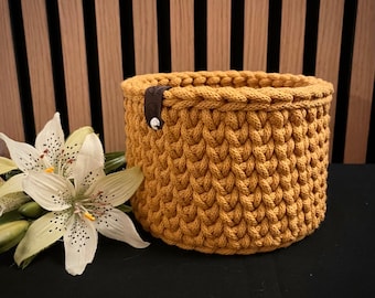 Cesta de crochet redonda con base de madera, cesta de almacenamiento ovalada, cesta redonda, porta utensilios, cesta redonda de crochet, cambiador, idea de regalo para baño, crochet
