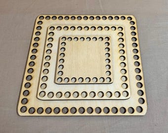 Base de madera para cestas cuadradas de crochet | Base para cesta de crochet | Accesorios DIY para cestas de crochet | Base de madera resistente