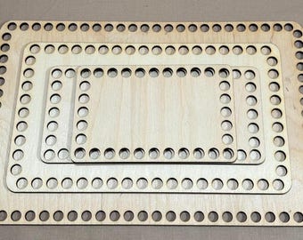 Base de madera para cestas rectangulares de crochet | Base para cestas de crochet | Accesorios DIY para cestas de crochet | Base de madera resistente
