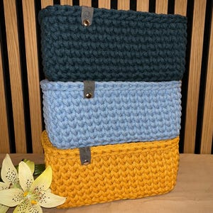 Häkelkorb Aufbewahrungskorb mit Holzboden Utensilo Häkelkörbchen Körbchen Brotkorb Aufbewahrung Korb Wickeltisch Eckig Rund gehäkelter Korb