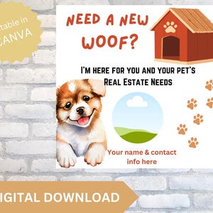 Descarga digital ¿Necesitas una nueva etiqueta Woof Pop-By? ¡Edítala en Canva!