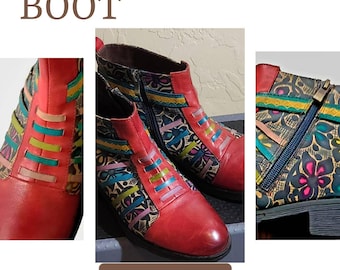 Multi-Color Floral Ankle Bootie
