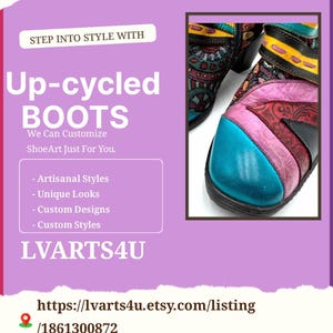 Dramatic Multi Color Leather Tapestry Boots