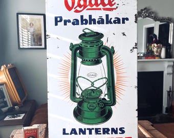 Vintage Enamel Sign Ogale Prabhakar Lanterns #20 (41cm by 23cm