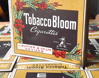 sleeve of tobacco Vintage 1930s Tobacco Bloom Cigarette Packet Sleeve, I. Rutter & Co Ltd