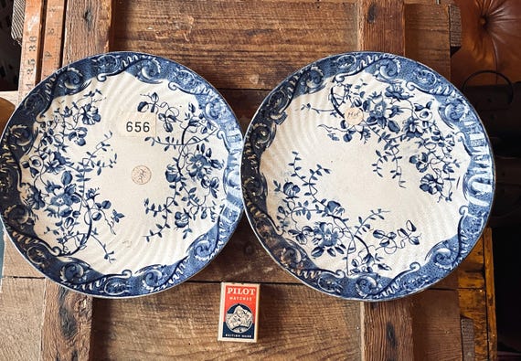 Vintage/antique Blue and White Stoneware China Plate (sold