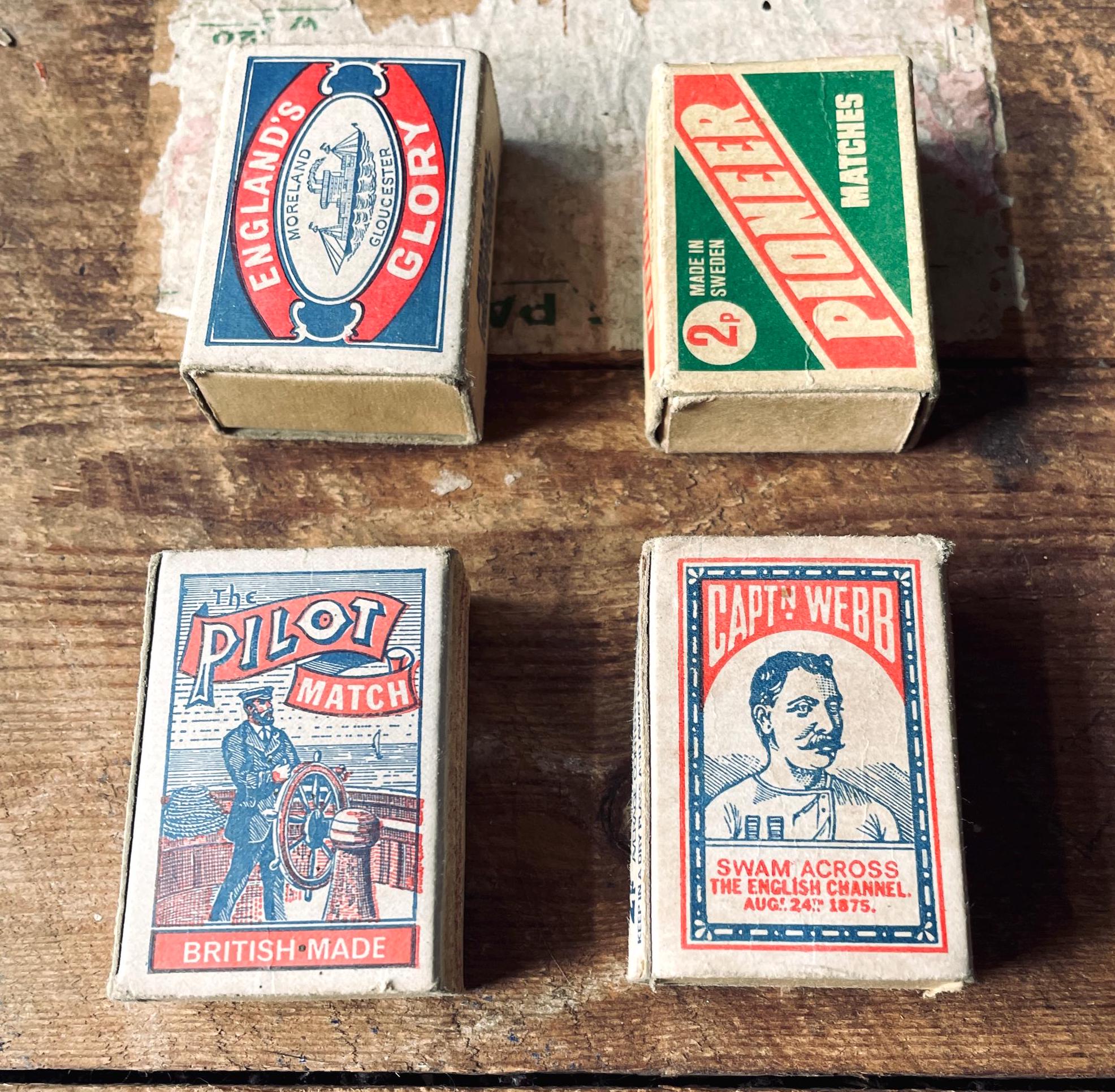Vintage Graphic Matchbox: Captain Webb, Pilot Match, Pioneer Matches - Etsy, image size:1972x1930