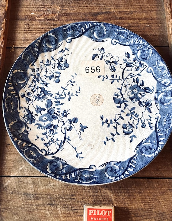 Vintage/antique Blue and White Stoneware China Plate (sold